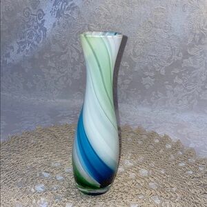 Vintage Kamei Japanese art glass swirl vase.